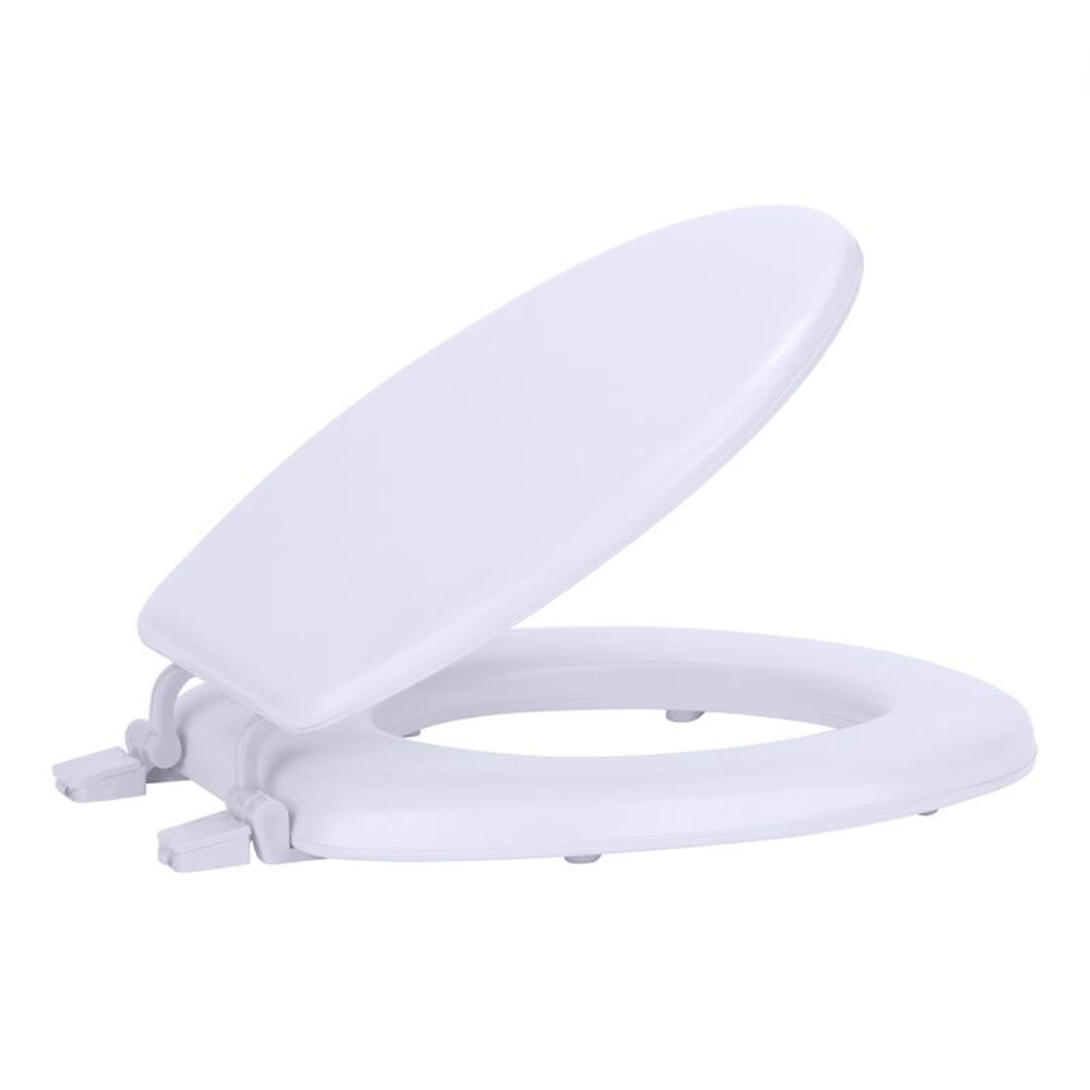 Standard Wood Soft Adjustable Hinges Toilet Seat with Close Lid, White